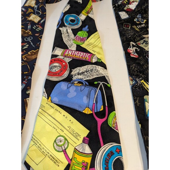 VTG Medical Theme Neckties Bundle Set Of 3 Chez Roffe Addiction Alynn EUC - Picture 4 of 8